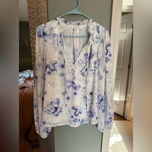 Rachel Zoe Blue and White Floral Blouse